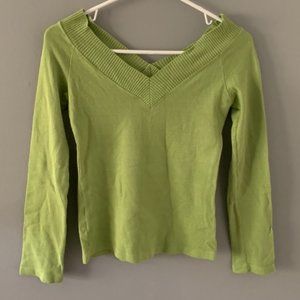 Zara Womens green V neck sweater